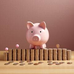 Piggy bank Money box saving money Coin Finance Saving money Financial education Investing Generative AI