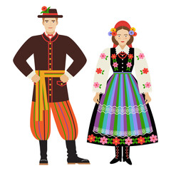 girl and young man in Polish folk costume