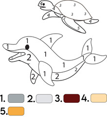 Dolphin Color By Number Coloring Pages