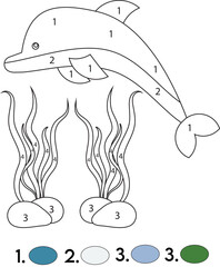 Dolphin Color By Number Coloring Pages