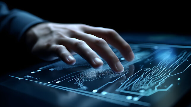 hands of businessman touching digital screens, touch interaction for businessmen, gesture control in business settings