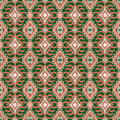 Peach Ikat seamless pattern,Fabric design,Green Tuskish,Cushion Cover for Living room.