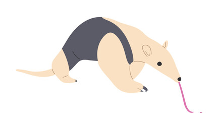 Tamandua Single cute 2, vector illustration