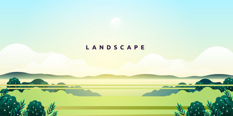 Obraz premium ็landscape of contryside with pine hill or mountain and starry night sky background