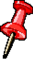 Fototapeta premium red push pin game pixel art retro vector. bit red push pin. old vintage illustration