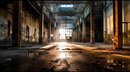 Obraz premium Abandoned Factory, Image Ai Generated 