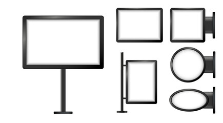 Street sign hanging mounted illuminated lightbox isolated on transparent background. realistic empty blank mockup template. Vector