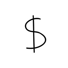Scribble currency money finance sign icon dollar usd. Vector illustration in hand drawn cartoon doodle style isolated on white background. For card, typography, banks, presentation.