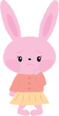 Obraz premium 困っているうさぎの女の子イラスト