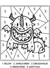 Dragon Color By Number Coloring Pages