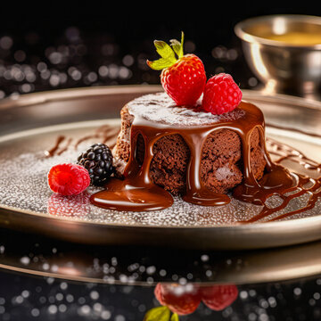 Chocolate cake and berries