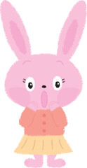 びっくりしているうさぎの女の子イラスト