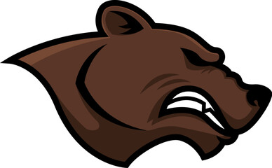 Angry bear head. Grizzly Bear Mascot Head. Design element for logo, label, sign, badge.
