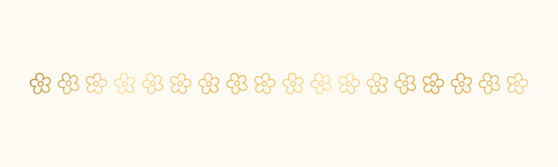 Gold floral separators border, text dividers. Line borders botanical luxury design element.