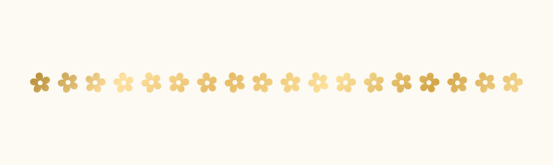 Gold floral separators border, text dividers. Line borders botanical luxury design element.