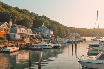 Fototapeta na wymiar Perfect Picturesque Harbor: A Serene Summer Port Scene with Boats, Yachts, and Vibrant Mediterranean Tourism Created by Generative AI