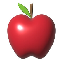 red apple fruit 3d illustration icon isolated