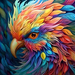 Obraz premium Animal, abstract colorful paper design, in the style of realism with fantasy elements. Generative AI.