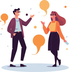 Obraz premium A man and a woman having a pleasant conversation.