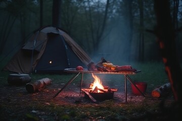 camping from out of ones daily life on the forest night