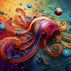 Fototapeta premium Abstract colorful paper design, in the style of realism with fantasy elements. Generative AI.