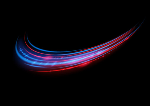 Light Trail Wave, Fire Path Trace Line, Car Lights, Optic Fiber And Incandescence Curve Twirl Png. Road Car Headlights. Luminous Red Lines Of Speed. Light Glowing Effect. Blue Abstract Motion Lines.