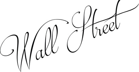 Wall Street finacial districtNew York text sign illustration on White background