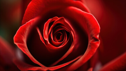 Red rose with water drops closeup macro. AI