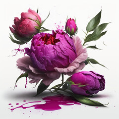 Close-up flower colored in Viva Magenta , Natural floral banner main trend concept, AI Generative.