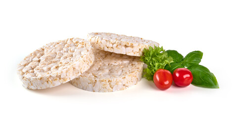 Rice cakes, isolated on white background.
