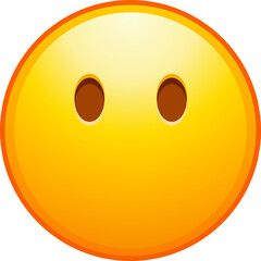 Top quality emoticon. Cute silent emoticon, smiley without mouth emoji. Yellow face emoji. Popular element. Detailed emoji icon from the Telegram app.
