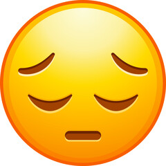 Fototapeta premium Top quality emoticon. Persevering emoji. Helpless face with scrunched eyes. Yellow face emoji. Popular element. Detailed emoji icon from the Telegram app.