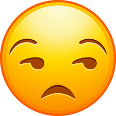 Top quality emoticon. Unamused emoji. Meh emoticon, dissatisfied yellow face with side-eye. Yellow face emoji. Popular element. Detailed emoji icon from the Telegram app.