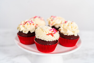 Red Velvet Cupcakes with White Chocolate Ganache Frosting