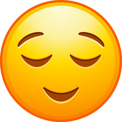 Top quality emoticon. Calm emoji. Relieved emoticon, peaceful face. Yellow face emoji element. Detailed emoji icon from the Telegram app.