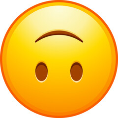 Fototapeta premium Top quality emoticon. Upside down emoji. Silly emoticon, inverted smiling Yellow face emoji. Element. Detailed emoji icon from the Telegram app.