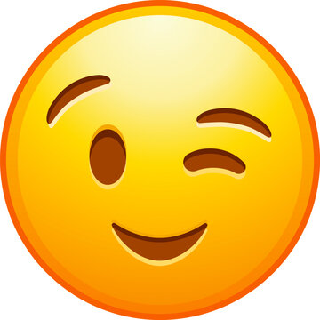 Top Quality Emoticon. Winking Face. Eye Wink Emoji. Yellow Face Emoji. Popular Element. Detailed Emoji Icon From The Telegram App.