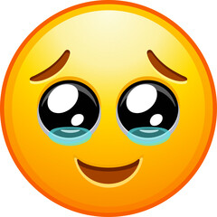 Cute emotional emoji emoticon with tears of joy. Detailed emoji icon from the Telegram app.