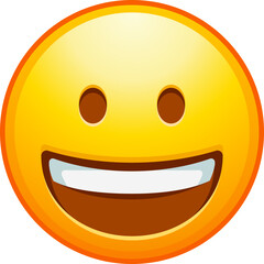 Dimpled smile emoji. Happy smiling emoticon, wide smiled yellow face. Detailed emoji icon from the Telegram app.