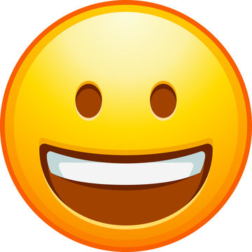 Dimpled smile emoji. Happy smiling emoticon, wide smiled yellow face. Detailed emoji icon from the Telegram app.