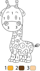 Giraffe Color By Number Coloring Pages