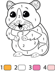 Hamster Color By Number Coloring Pages