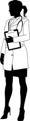Doctor Woman With Clipboard Medical Silhouette