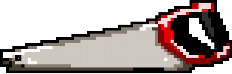 Obraz premium construction saw hand game pixel art retro vector. bit construction saw hand. old vintage illustration