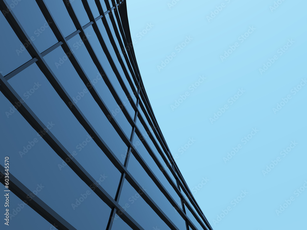Leinwandbilder 3d render of futuristic architecture, skyscraper building with curve glass window.