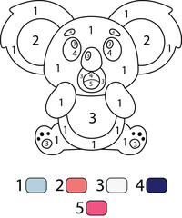 Koala Color By Number Coloring Pages