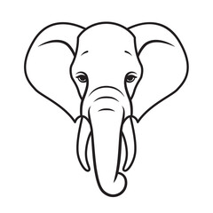 Elephant head in outline style. Illustration on transparent background