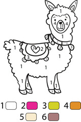 Llama Color By Number Coloring Pages