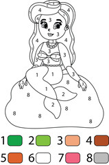 Mermaid Color By Number Coloring Pages