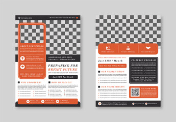 Flat Design Style School Admission Vertical Flyer or Poster Template